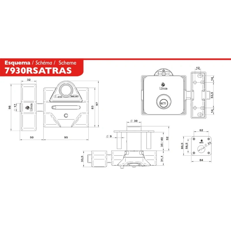 ALTA SEGURIDAD con ALARMA, Serie 7930RSATRAS - Cerrojos - Lince