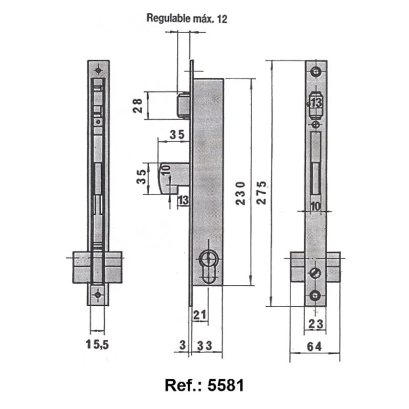 single point reinforced lever, aluminium,lock,series 5590 and 5580