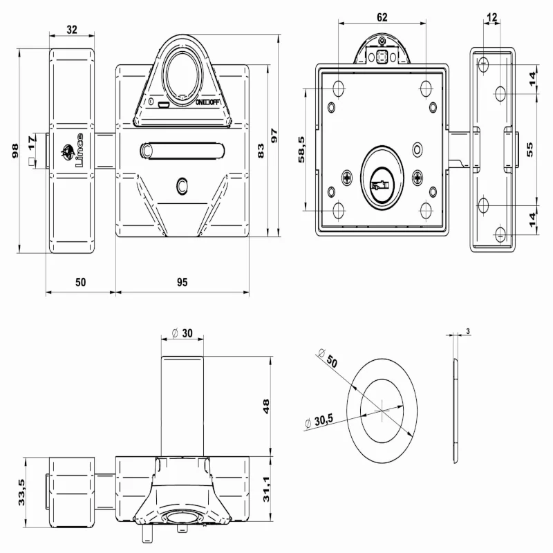 Serrure haute sécurité avec alarme 7930RSA